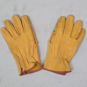 Vintage Men's Leather Work Gloves Tan Elastic Cuff Utility Ranch